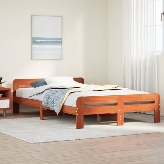 Bed Frame without Mattress Wax Brown 120x200 cm Solid Wood Pine