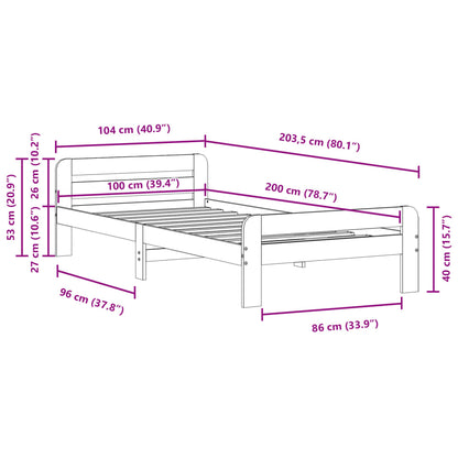 Bed Frame without Mattress 100x200 cm Solid Wood Pine