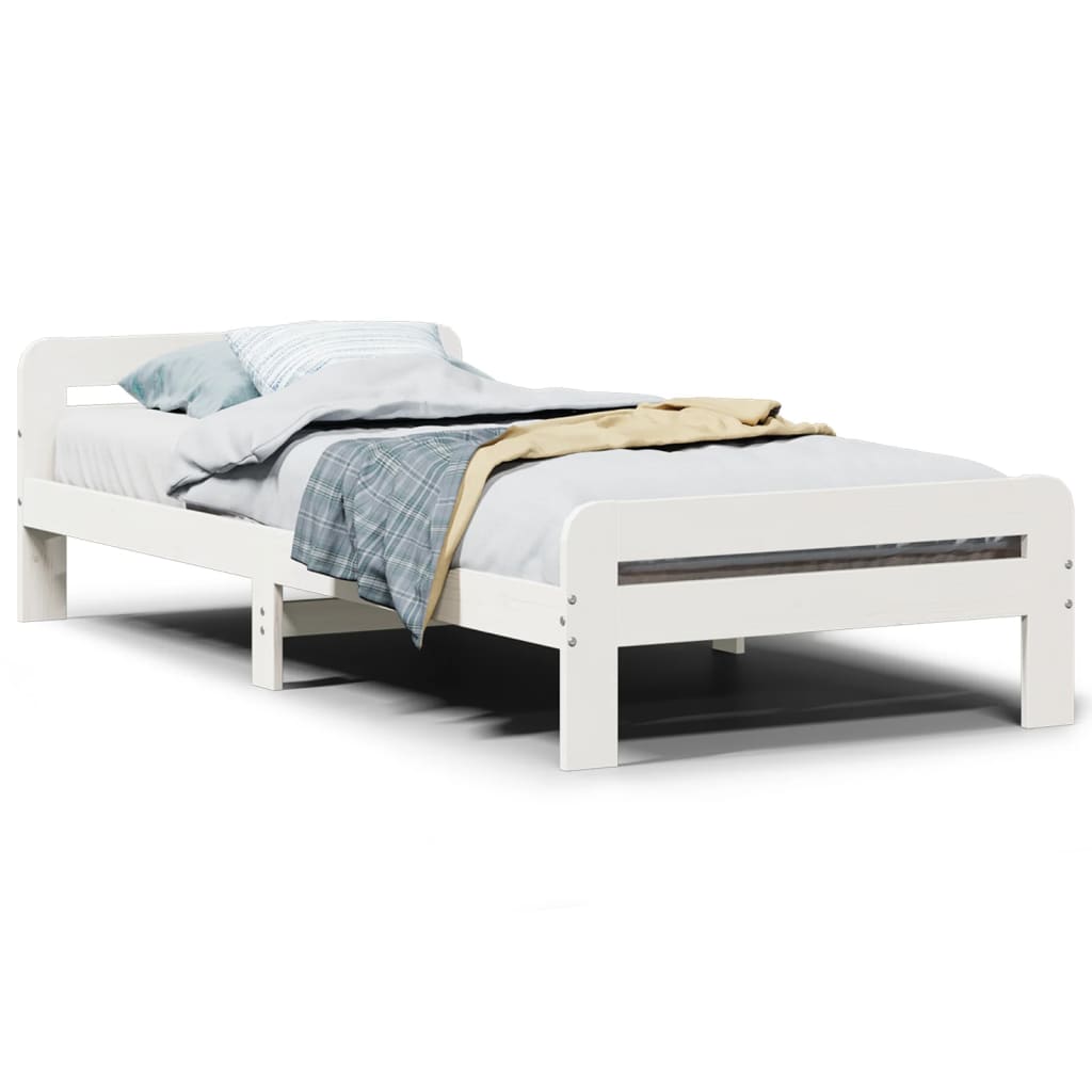 Bed Frame without Mattress White 100x200 cm Solid Wood Pine