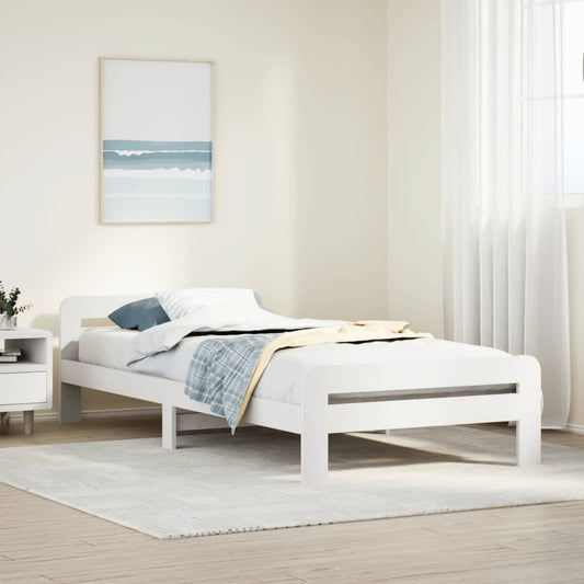 Bed Frame without Mattress White 100x200 cm Solid Wood Pine