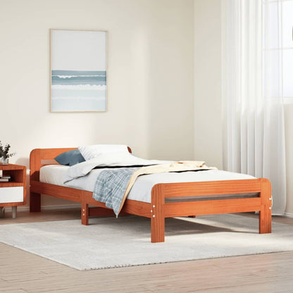 Bed Frame without Mattress Wax Brown 100x200 cm Solid Wood Pine