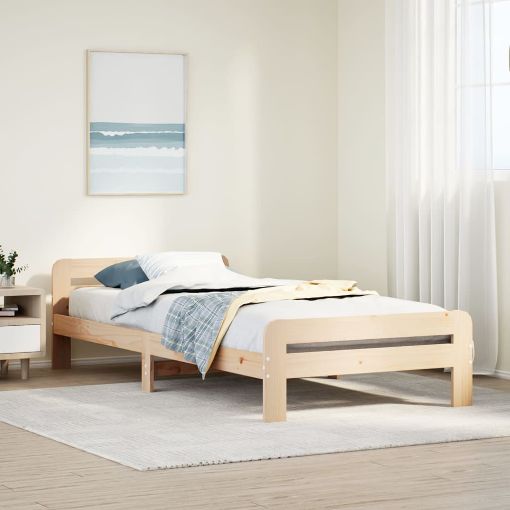 Bed Frame without Mattress 90x200 cm Solid Wood Pine