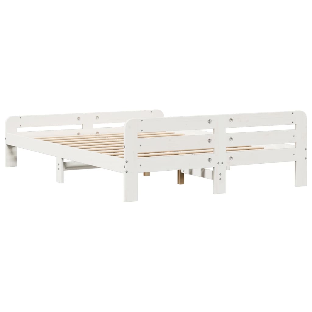 Bed Frame without Mattress White 140x190 cm Solid Wood Pine