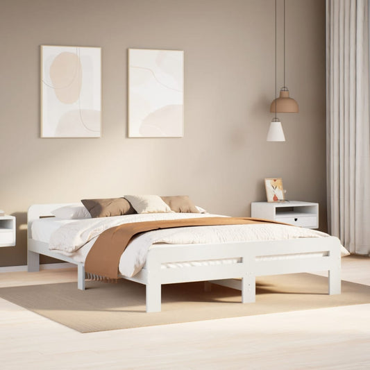 Bed Frame without Mattress White 140x190 cm Solid Wood Pine