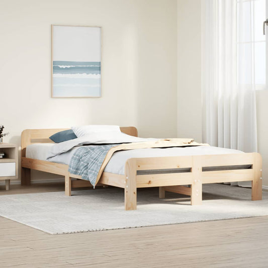 Bed Frame without Mattress 135x190 cm Double Solid Wood Pine