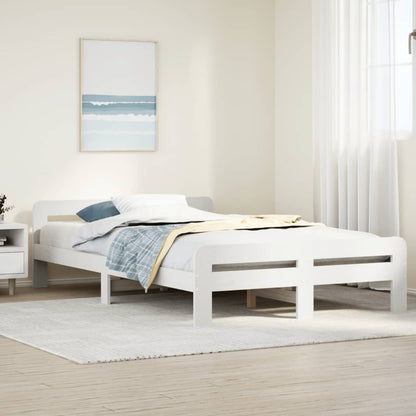 Bed Frame without Mattress White 135x190 cm Double Solid Wood Pine