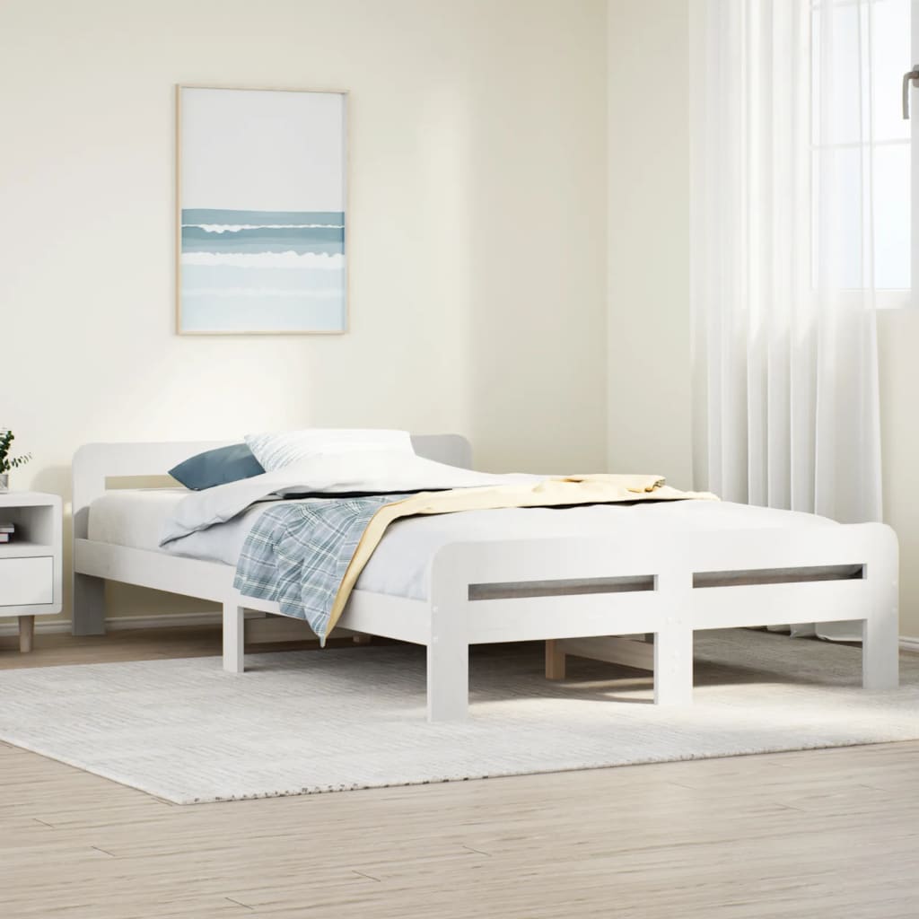 Bed Frame without Mattress White 120x190 cm Small Double Solid Wood Pine