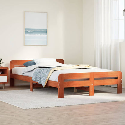 Bed Frame without Mattress Wax Brown 120x190 cm Small Double Solid Wood Pine