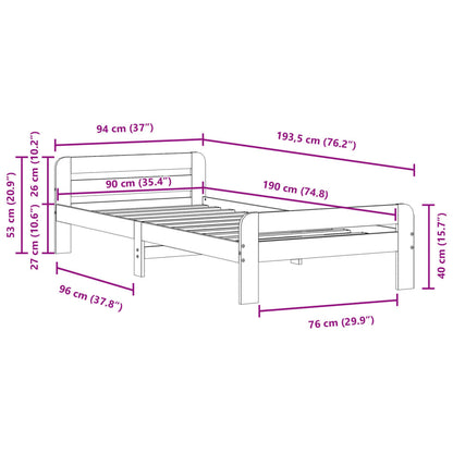 Bed Frame without Mattress 90x190 cm Single Solid Wood Pine