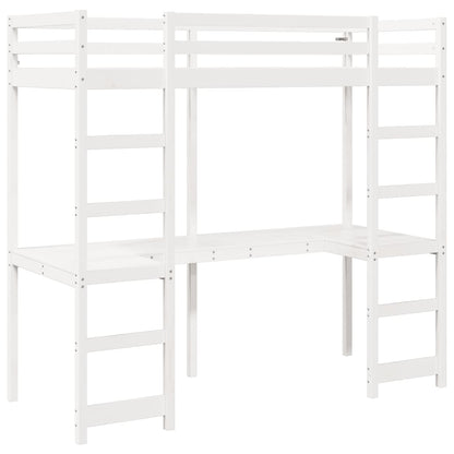 Loft Bed Frame without Mattress White 90x190 cm Single Solid Wood Pine