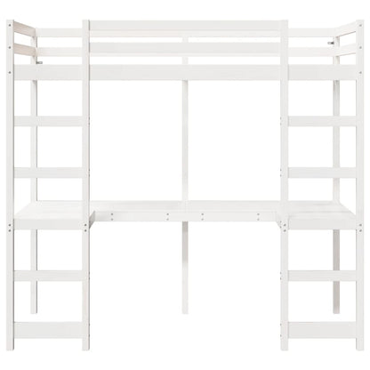 Loft Bed Frame without Mattress White 90x190 cm Single Solid Wood Pine