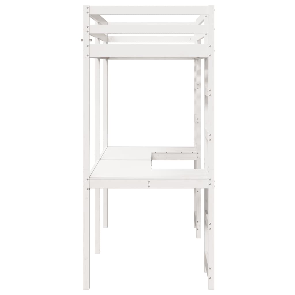 Loft Bed Frame without Mattress White 90x190 cm Single Solid Wood Pine