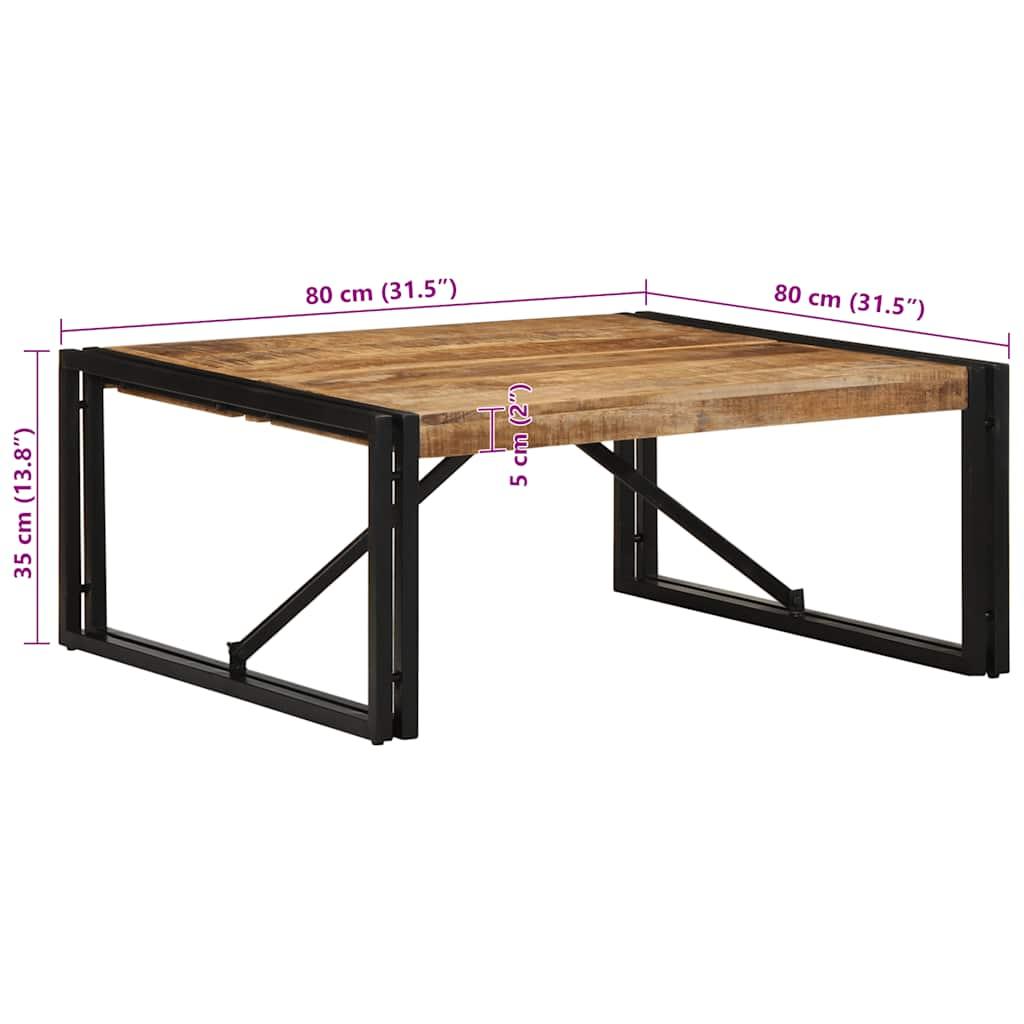 Coffee Table 80x80x35 cm Solid Rough Wood Mango