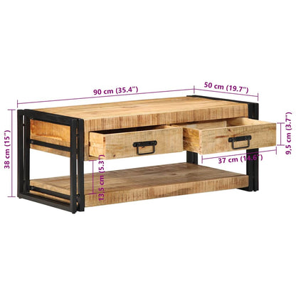 Coffee Table 90x50x38 cm Solid Rough Wood Mango