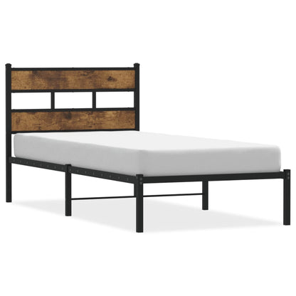 Metal Bed Frame without Mattress Smoked Oak 75x190 cm Small Single