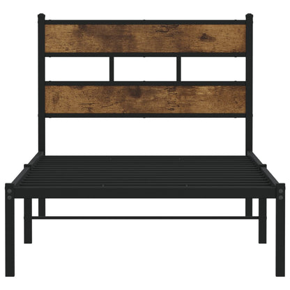 Metal Bed Frame without Mattress Smoked Oak 75x190 cm Small Single