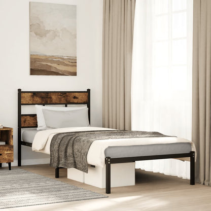 Metal Bed Frame without Mattress Smoked Oak 75x190 cm Small Single