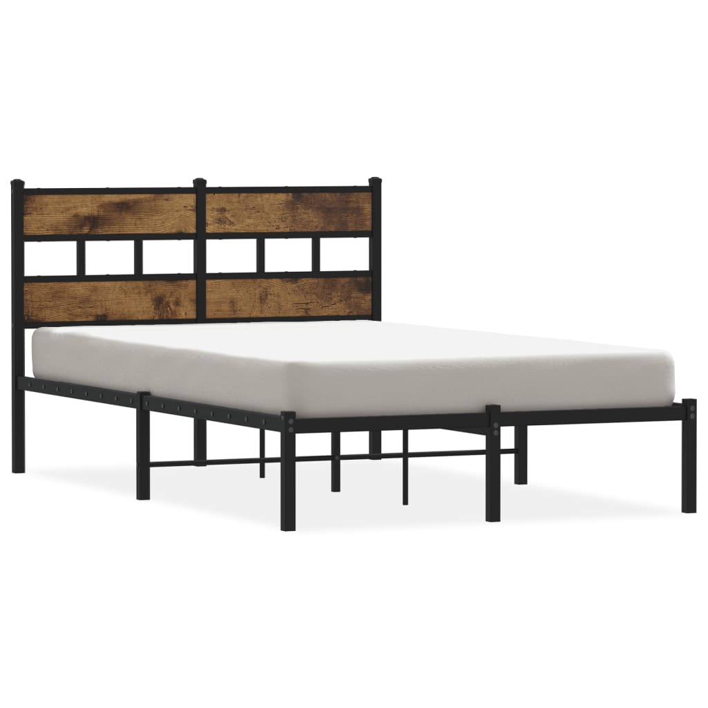 Metal Bed Frame without Mattress Smoked Oak 120x190 cm Small Double