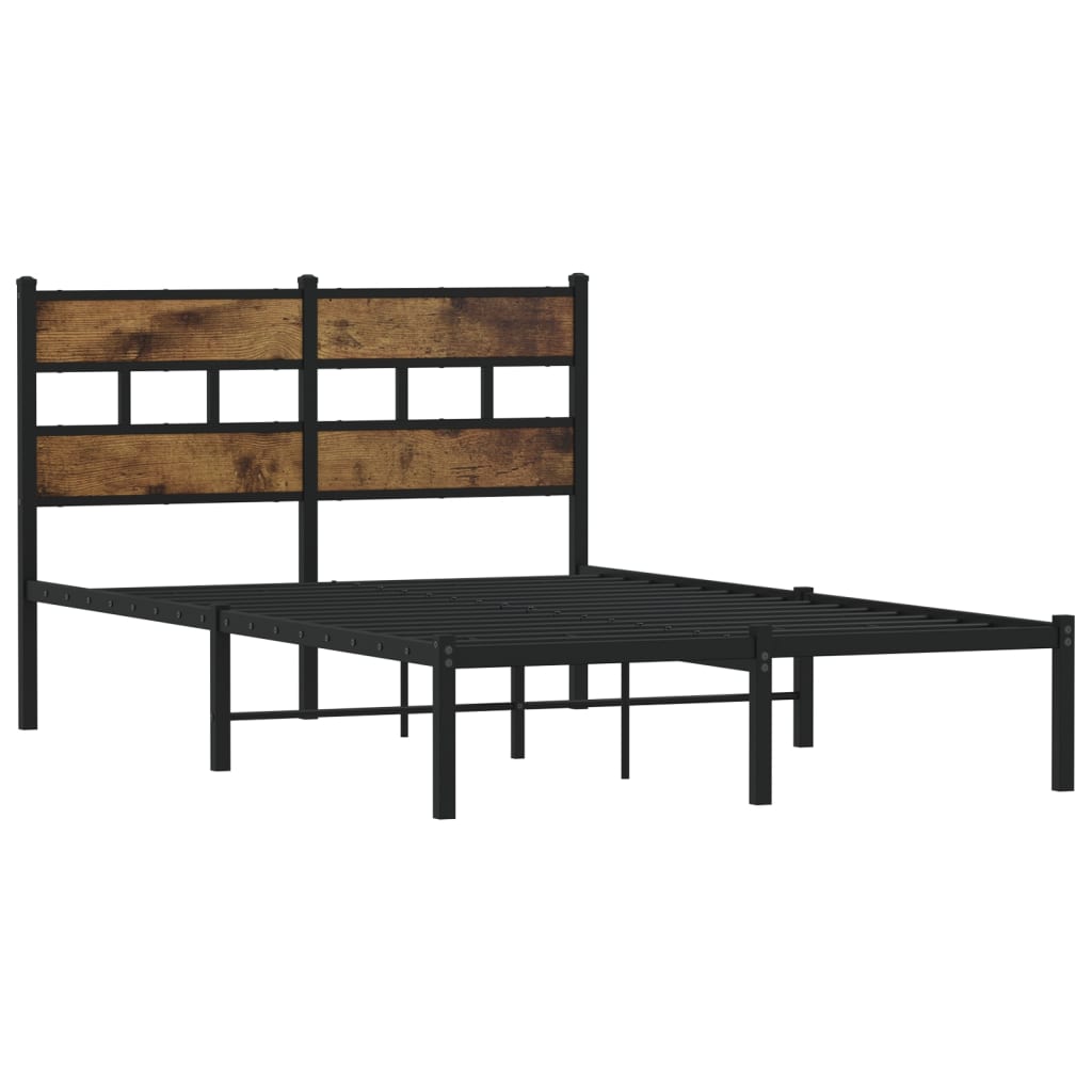 Metal Bed Frame without Mattress Smoked Oak 120x190 cm Small Double