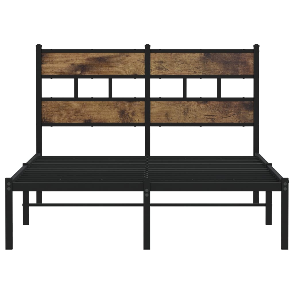 Metal Bed Frame without Mattress Smoked Oak 120x190 cm Small Double