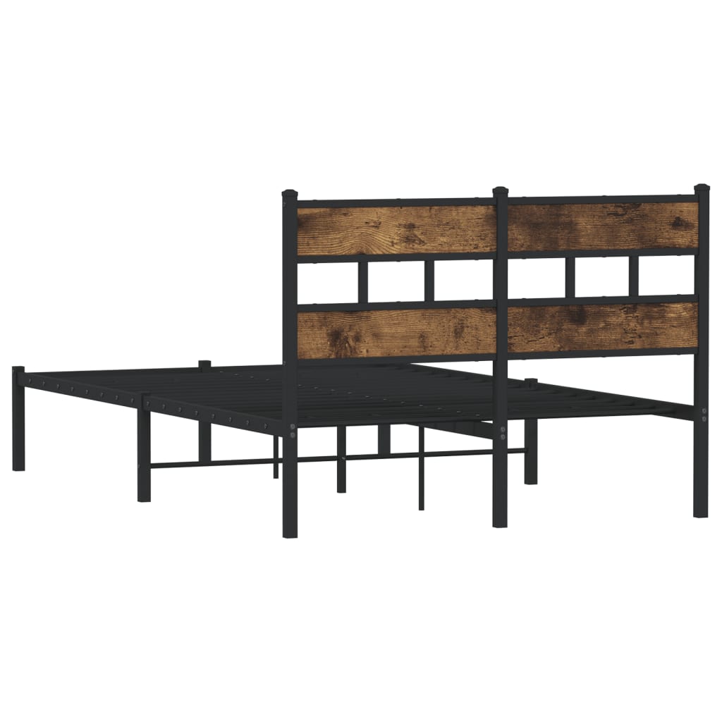 Metal Bed Frame without Mattress Smoked Oak 120x190 cm Small Double