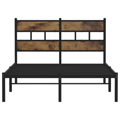 Metal Bed Frame without Mattress Smoked Oak 120x200 cm