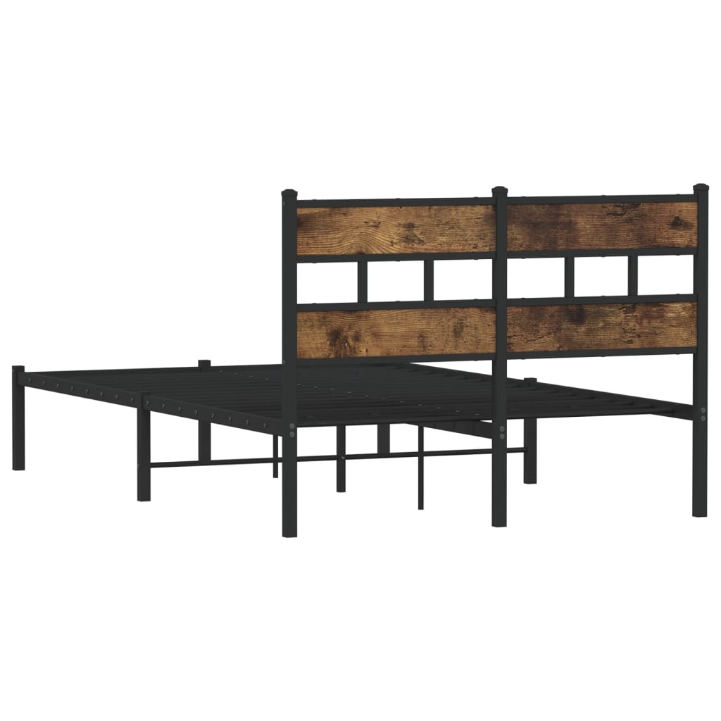 Metal Bed Frame without Mattress Smoked Oak 120x200 cm