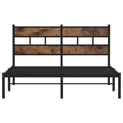 Metal Bed Frame without Mattress Smoked Oak 140x190 cm