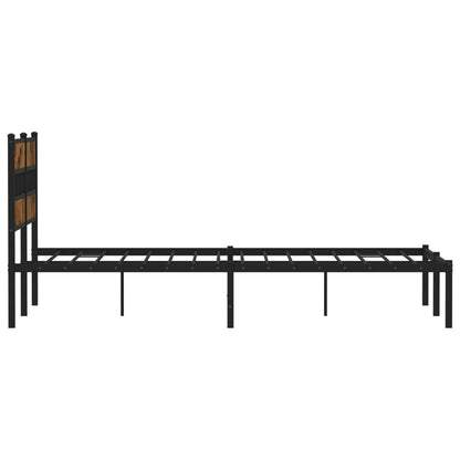 Metal Bed Frame without Mattress Smoked Oak 140x190 cm