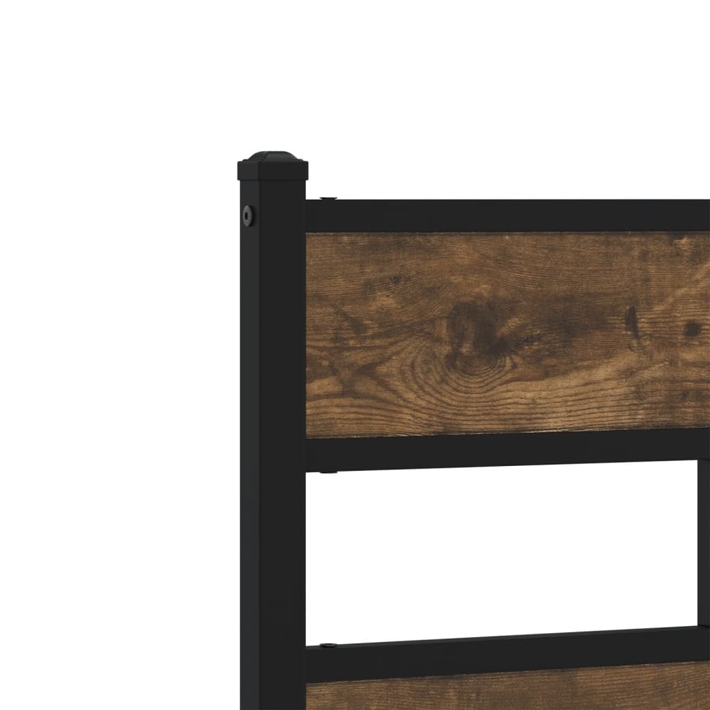 Metal Bed Frame without Mattress Smoked Oak 150x200 cm King Size