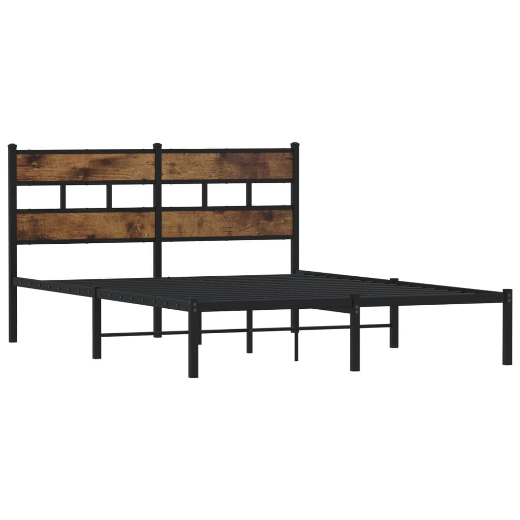 Metal Bed Frame without Mattress Smoked Oak 160x200 cm