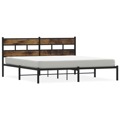 Metal Bed Frame without Mattress Smoked Oak 180x200 cm Super King