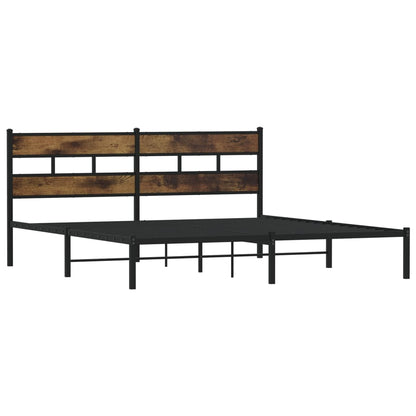 Metal Bed Frame without Mattress Smoked Oak 180x200 cm Super King