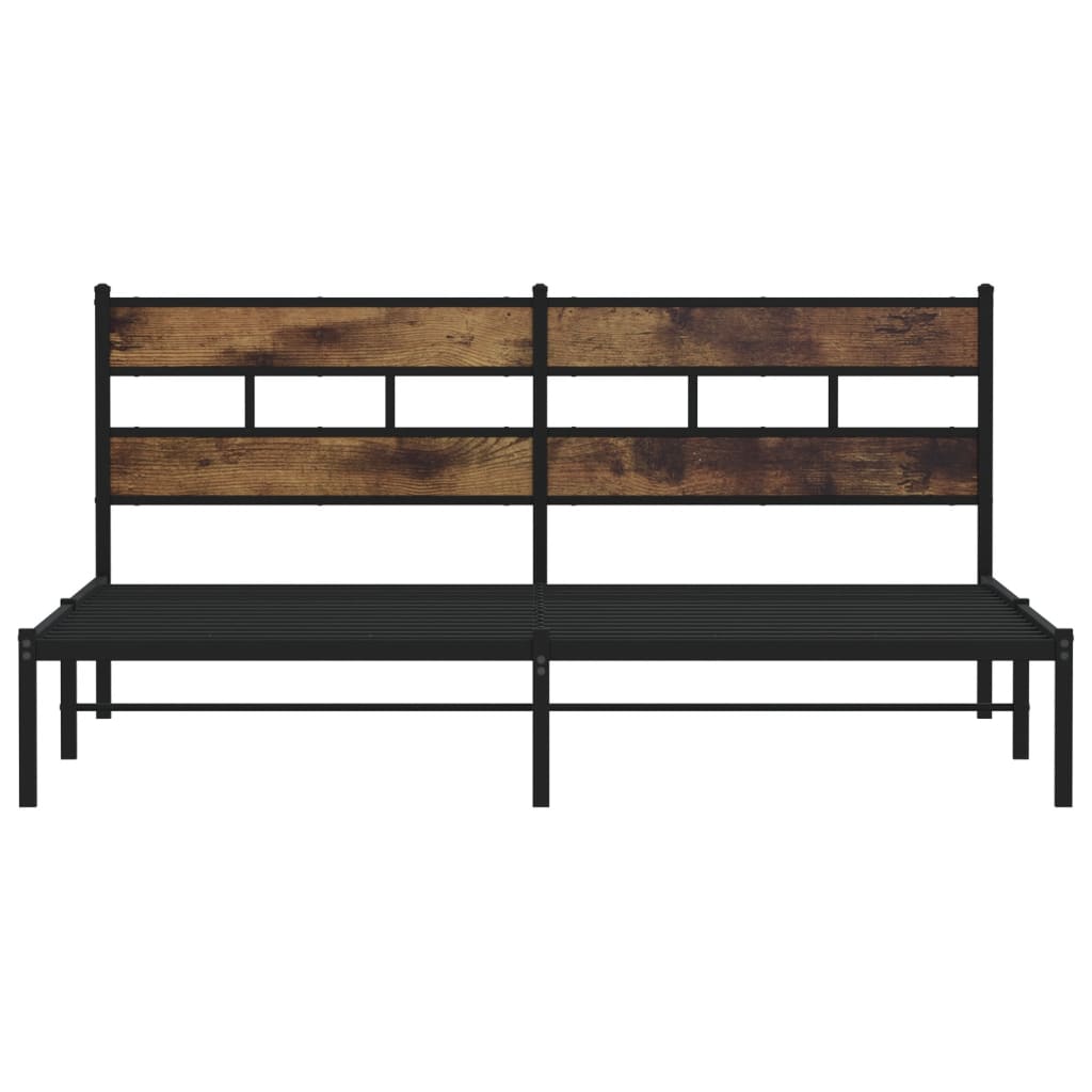 Metal Bed Frame without Mattress Smoked Oak 180x200 cm Super King