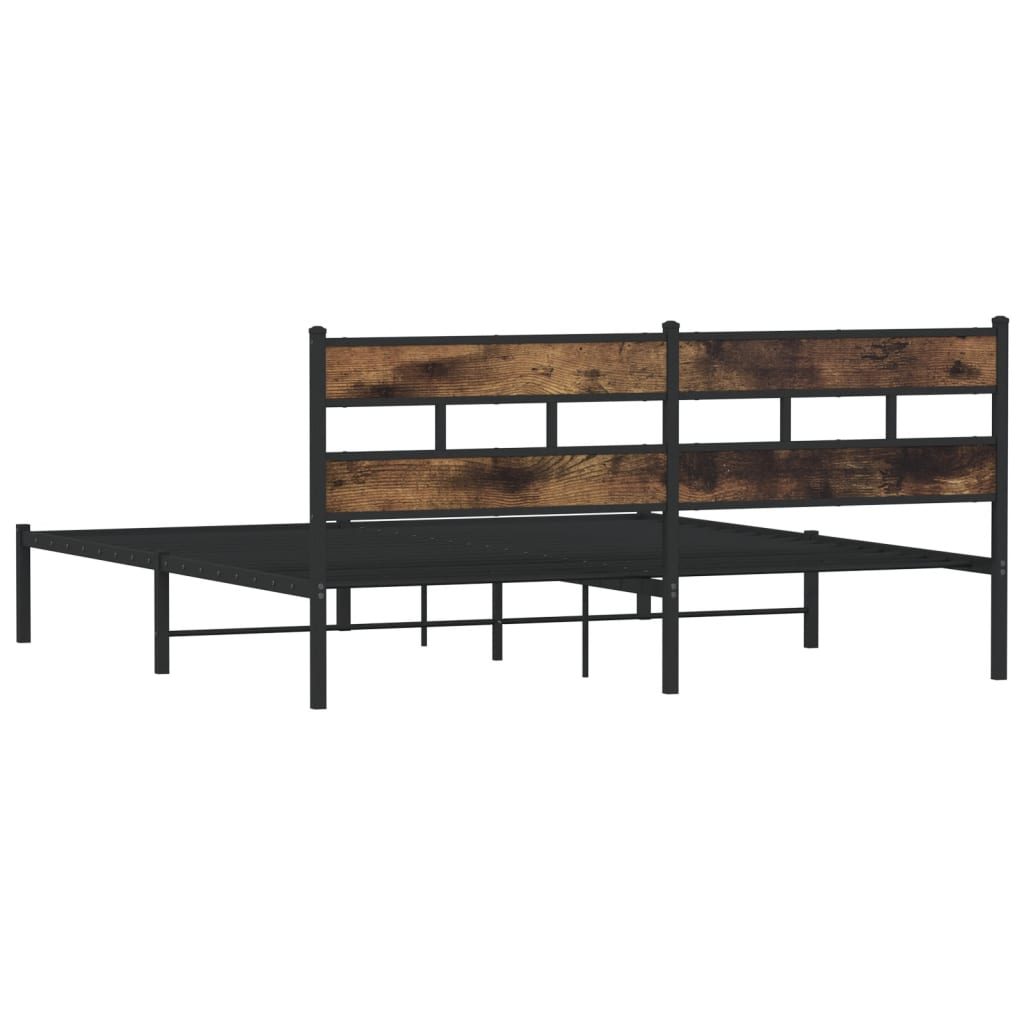 Metal Bed Frame without Mattress Smoked Oak 180x200 cm Super King