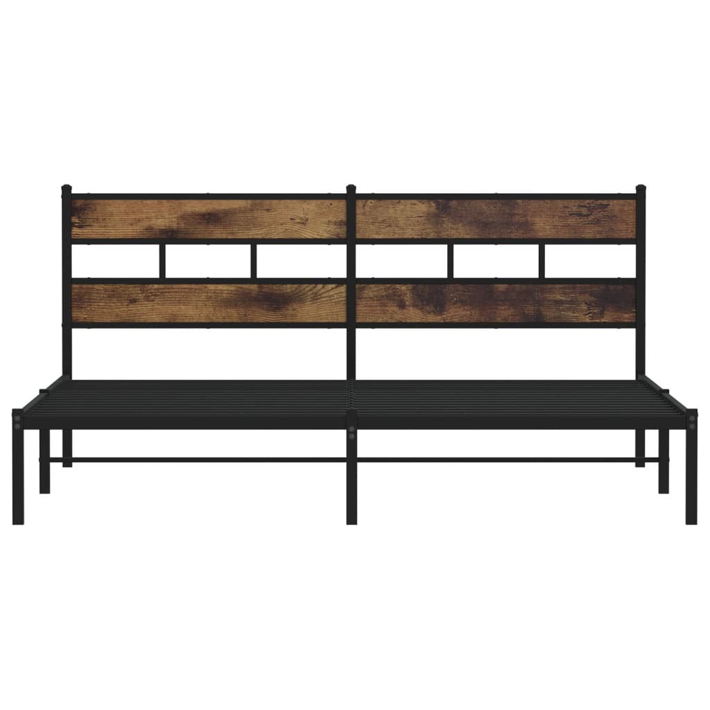 Metal Bed Frame without Mattress Smoked Oak 200x200 cm