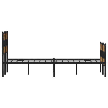 Metal Bed Frame without Mattress Smoked Oak 120x200 cm