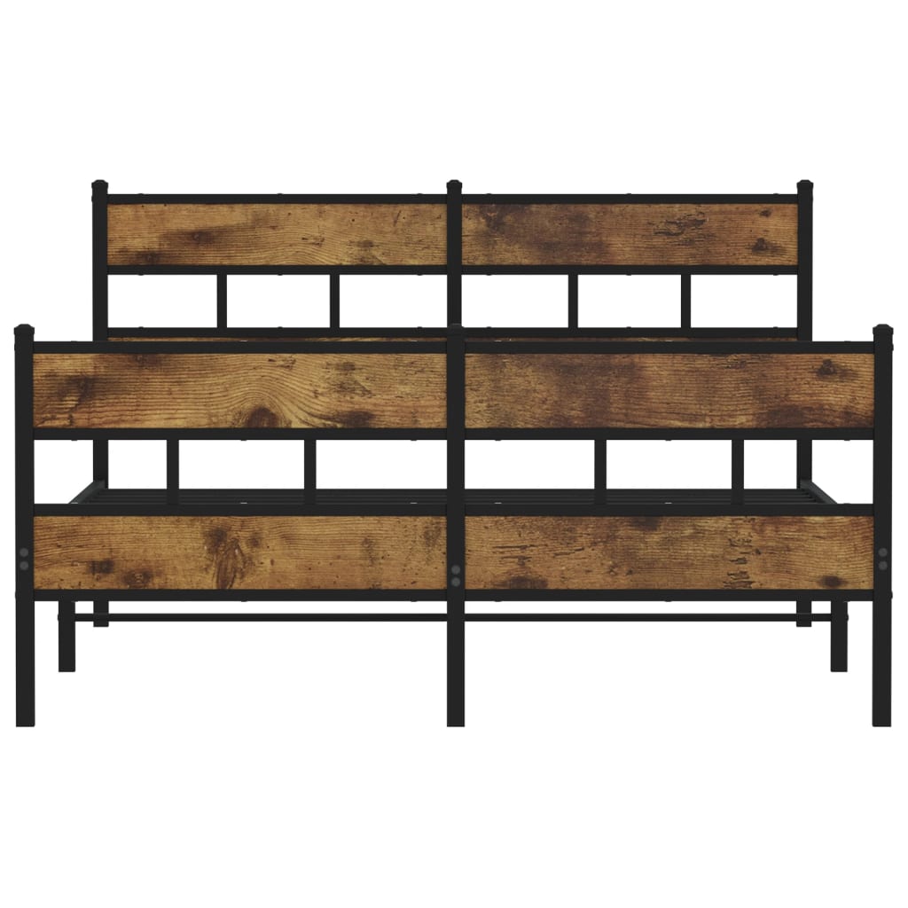 Metal Bed Frame without Mattress Smoked Oak 140x190 cm