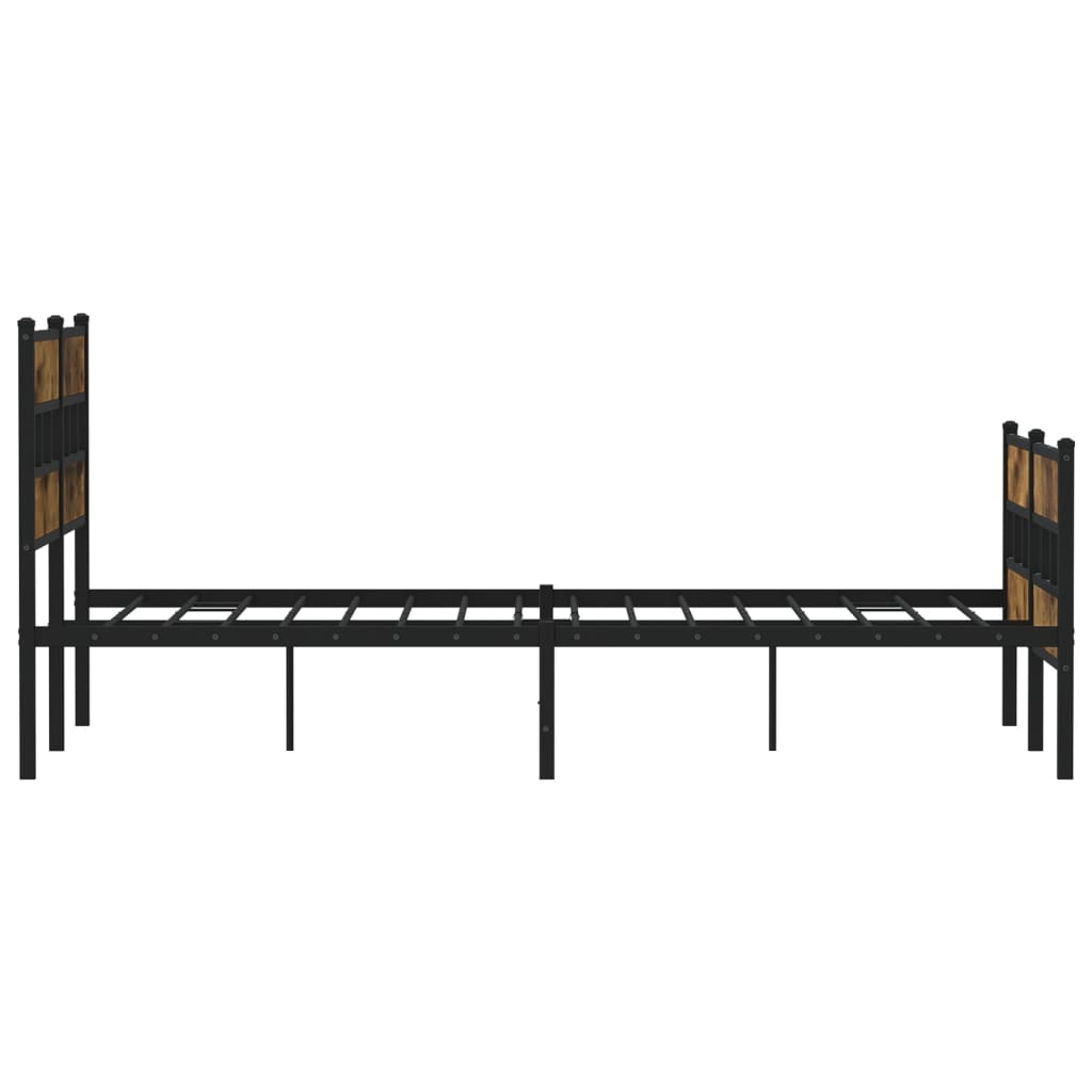 Metal Bed Frame without Mattress Smoked Oak 140x190 cm