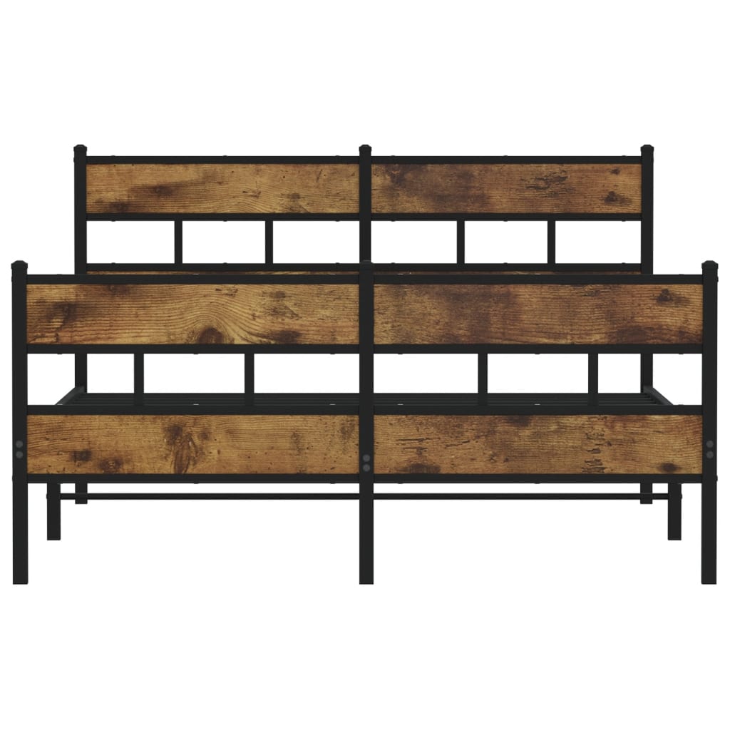 Metal Bed Frame without Mattress Smoked Oak 140x200 cm