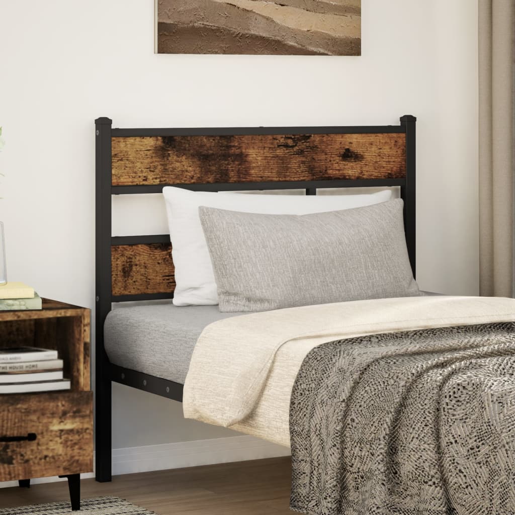 Headboard Smoked Oak 75 cm Iron and Engineered Wood