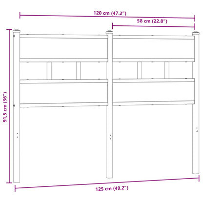 Headboard Smoked Oak 120 cm Iron and Engineered Wood