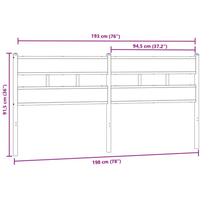 Headboard Smoked Oak 193 cm Iron and Engineered Wood