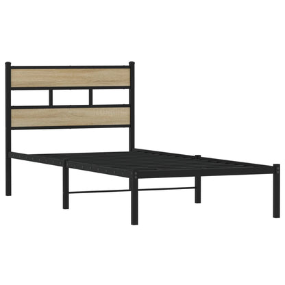 Metal Bed Frame without Mattress Sonoma Oak 75x190 cm Small Single