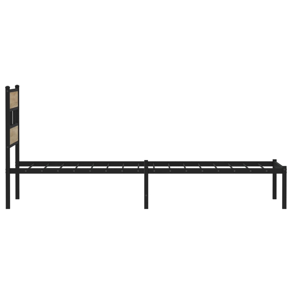 Metal Bed Frame without Mattress Sonoma Oak 75x190 cm Small Single