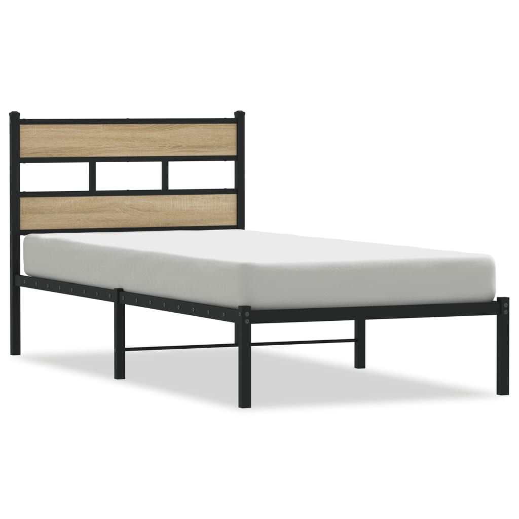 Metal Bed Frame without Mattress Sonoma Oak 80x200 cm