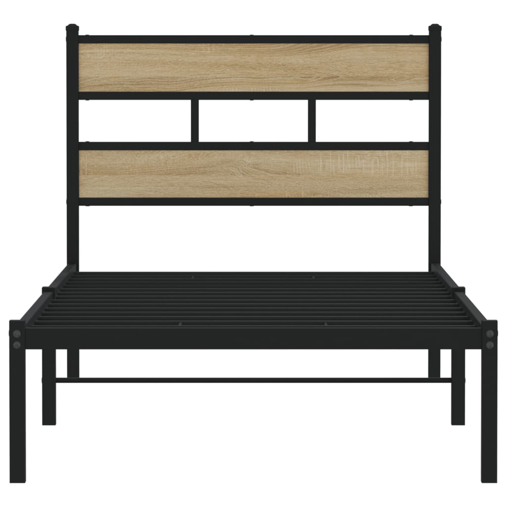 Metal Bed Frame without Mattress Sonoma Oak 80x200 cm