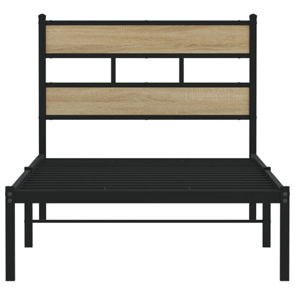 Metal Bed Frame without Mattress Sonoma Oak 80x200 cm