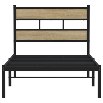 Metal Bed Frame without Mattress Sonoma Oak 100x190 cm