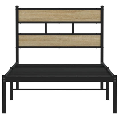 Metal Bed Frame without Mattress Sonoma Oak 100x200 cm